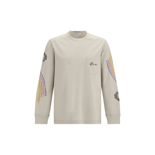 Sweatshirt by Golden Goose for men in cotton beige & print features an magnificent silhouette, showcasing a sophisticated crew asymmetric neckline and long-sleeve detail for a truly magnificent finish.