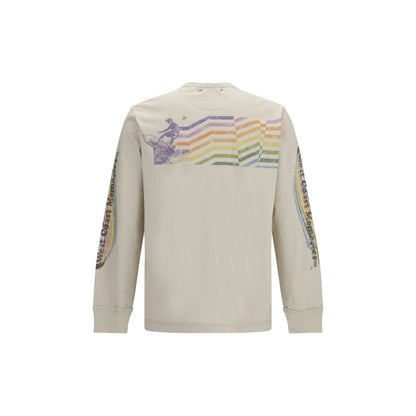 Sweatshirt by Golden Goose for men in cotton beige & print features an provocated silhouette, detailed with a provocated and a refined crew asymmetric neckline for a sophisticated aesthetic.