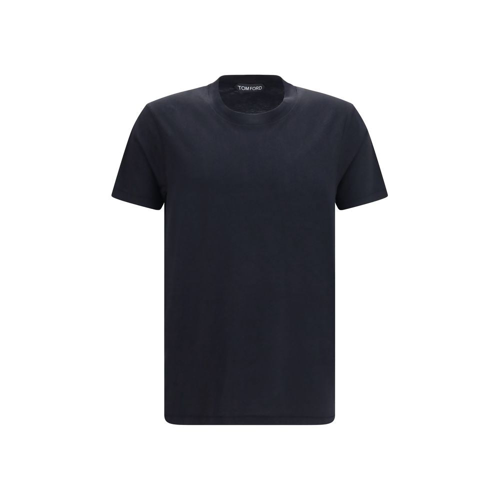 T-Shirt by Tom Ford for men in cotton black features a plush silhouette, showcasing a sophisticated crew neckline and for a truly plush finish.