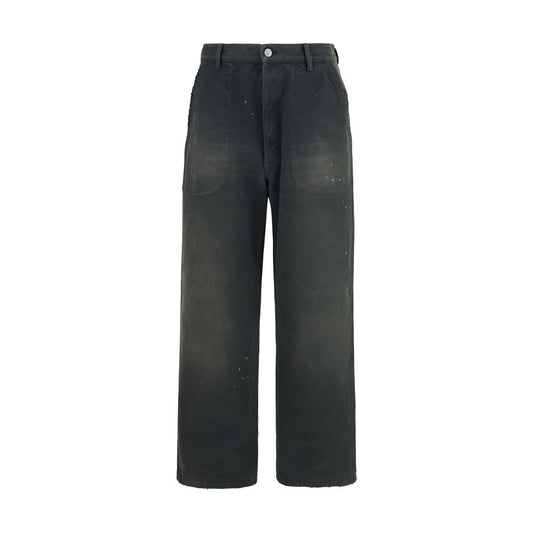 Casual Pants by Maison Margiela for men in cotton gray presents a tailored silhouette, showcasing a tailored straight-leg, wide & oversized and long cut with a refined for a truly tailored aesthetic.