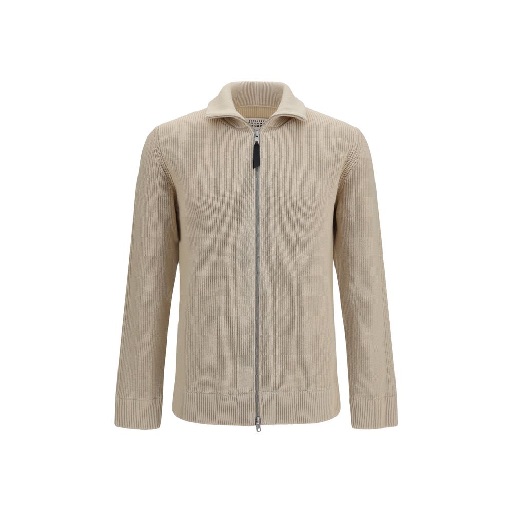 Sweatshirt by Maison Margiela for men in wool cotton beige features an magnificent silhouette, showcasing a sophisticated high-neck neckline and detail for a truly magnificent finish.