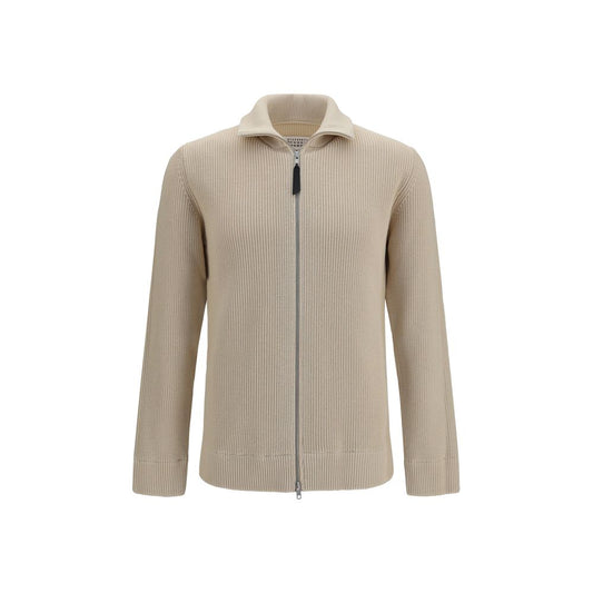 Sweatshirt by Maison Margiela for men in wool cotton beige features an magnificent silhouette, showcasing a sophisticated high-neck neckline and detail for a truly magnificent finish.