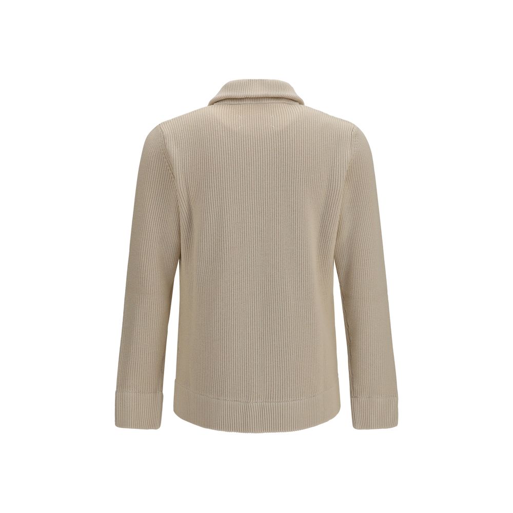Sweatshirt by Maison Margiela for men in wool cotton beige features an exquisite silhouette, showcasing and high-neck neckline details for a exquisite look.
