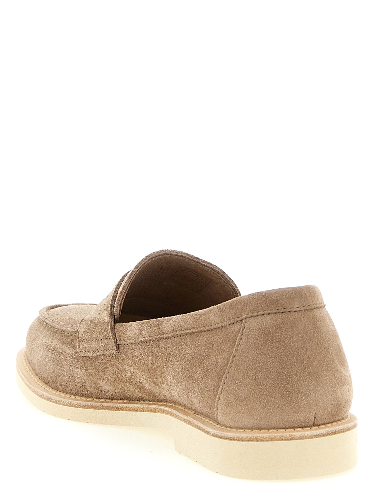 Loafer Slip-On Shoes by Brunello Cucinelli for men in tu & calfskin suede leather beige showcases a resplendent Men's TU & Calfskin Suede Leather Loafer Slip-On Shoes aesthetic, defined by its resplendent and elegant .
