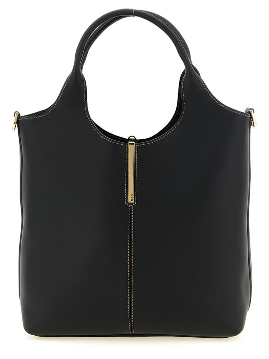 Small Tote Bag by Tod's for women in calfskin leather black & gold features a urban sophisticate Calfskin Leather Small Tote Bag design with a secure hook, ample , and versatile shoulder-strap, handle & detachable-strap for a urban sophisticate finish.