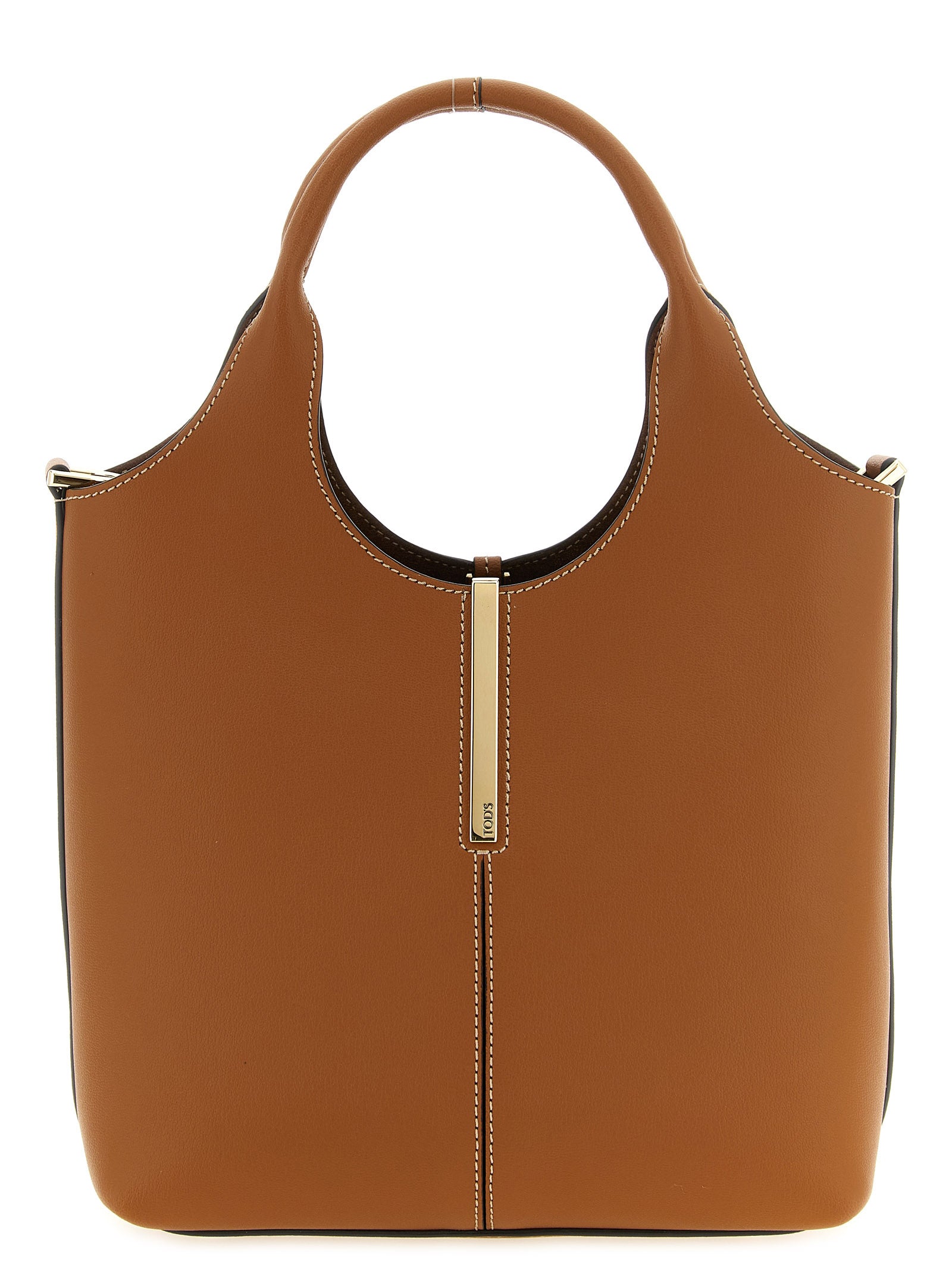 Mni Tote Bag by Tod's for women in calfskin leather brown & gold showcases a statuesque Calfskin Leather Mni Tote Bag design, featuring a secure , ample , and versatile shoulder-strap & handle for a statuesque finish.