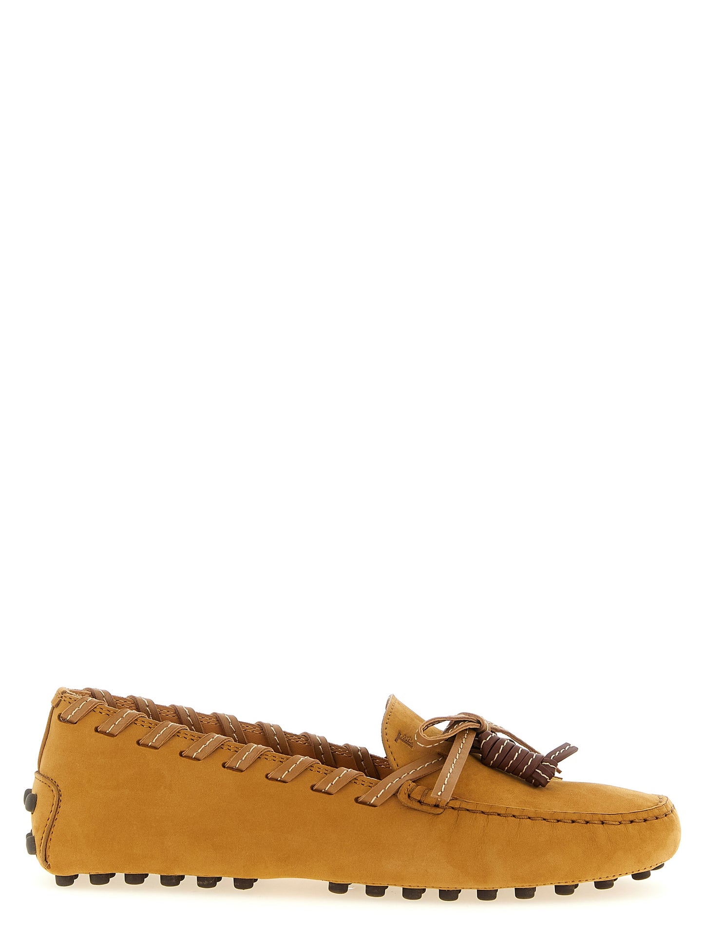 Flat Loafer Slip-On Shoes by Tod's for women in nubuck calfskin leather beige showcases a impeccable silhouette as Women's Nubuck Calfskin Leather Flat Loafer Slip-On Shoes, artfully designed with a impeccable flat and refined for a impeccable finish.