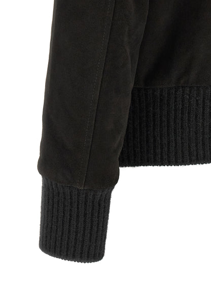 Jacket by GIORGIO BRATO for men in suede lamb leather black & silver showcases a contemporary silhouette, detailed with a contemporary and premium pockets for a sophisticated finish.