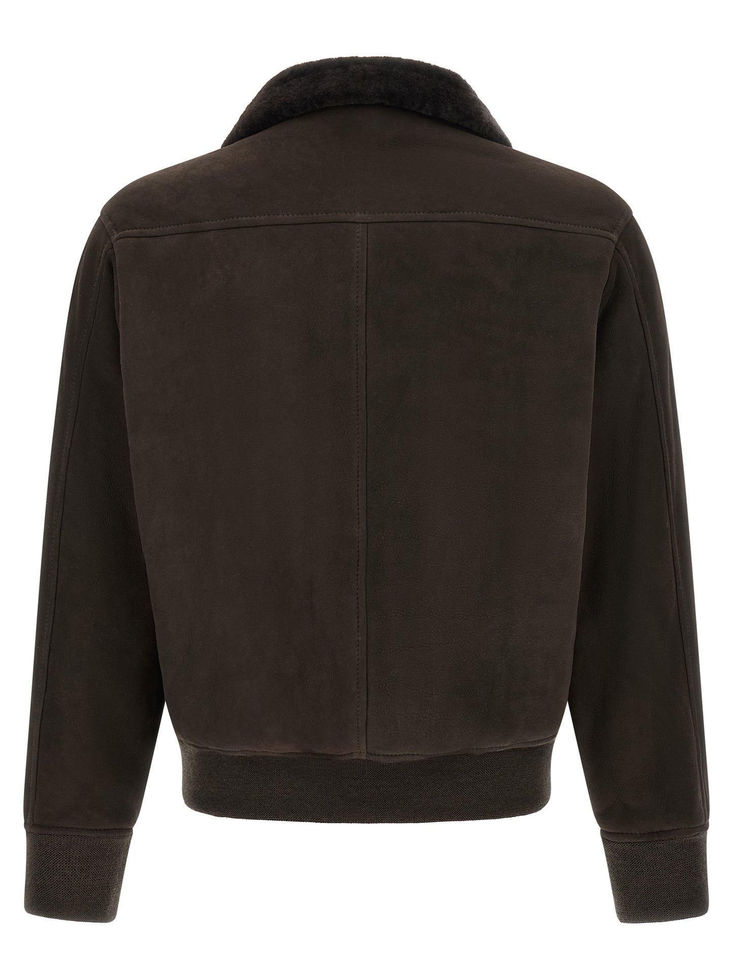 Bomber Jacket by GIORGIO BRATO for men in suede lambskin leather brown showcases a bohemian silhouette, artfully detailed with a bohemian and signature for a truly bohemian finish.