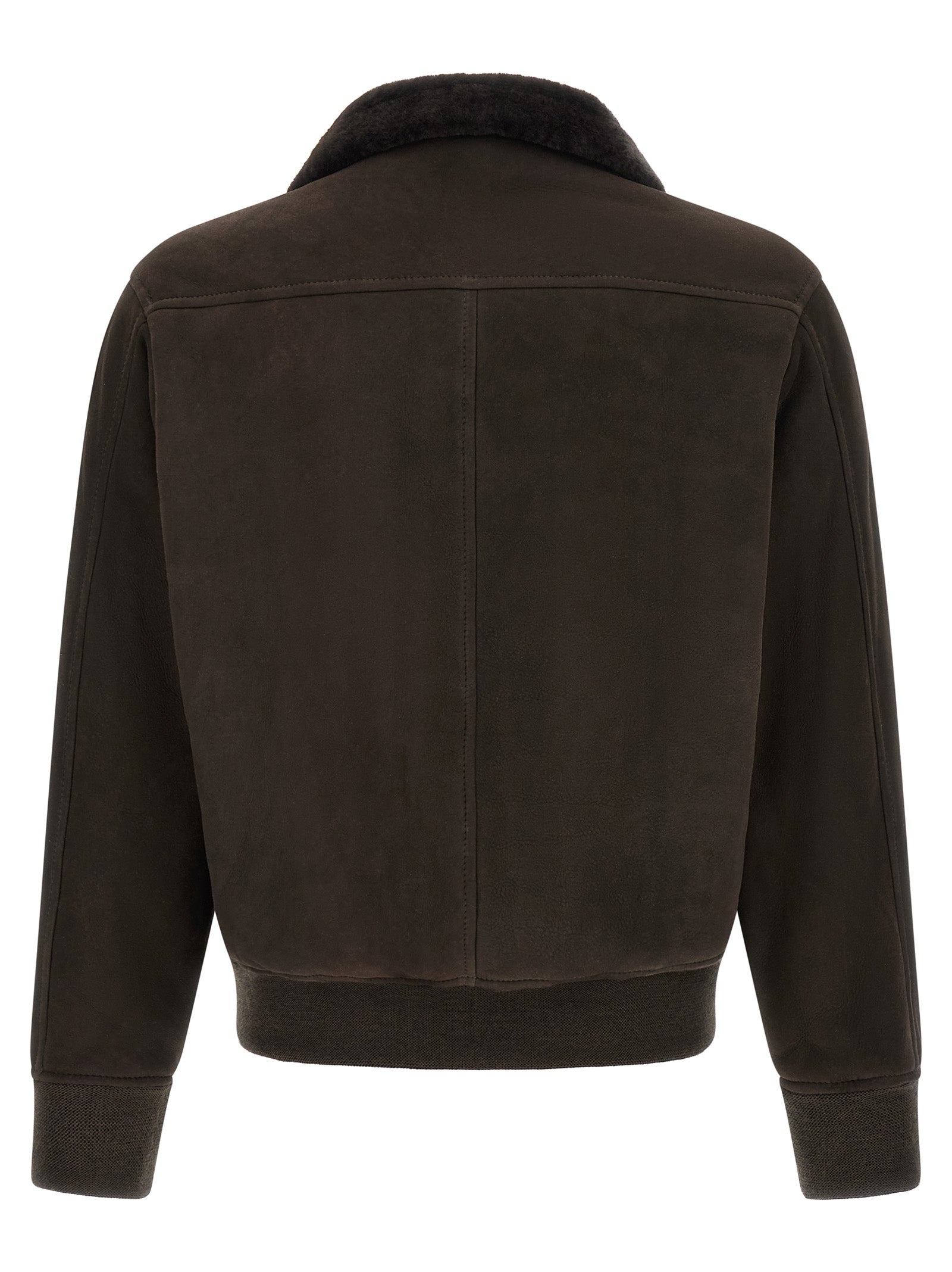 Bomber Jacket by GIORGIO BRATO for men in suede lambskin leather brown showcases a bohemian silhouette, artfully detailed with a bohemian and signature for a truly bohemian finish.