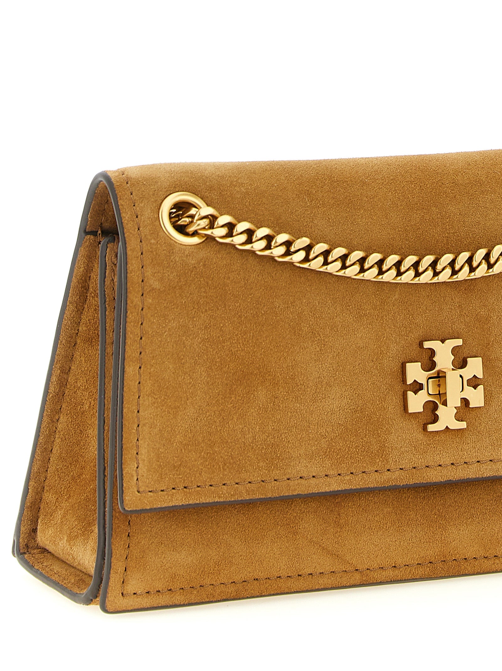 Mini Shoulder Bag by Tory Burch for women in suede calfskin leather brown & gold features a effortless sophistication silhouette, secured by a with ample and versatile shoulder-strap for a effortless sophistication finish.