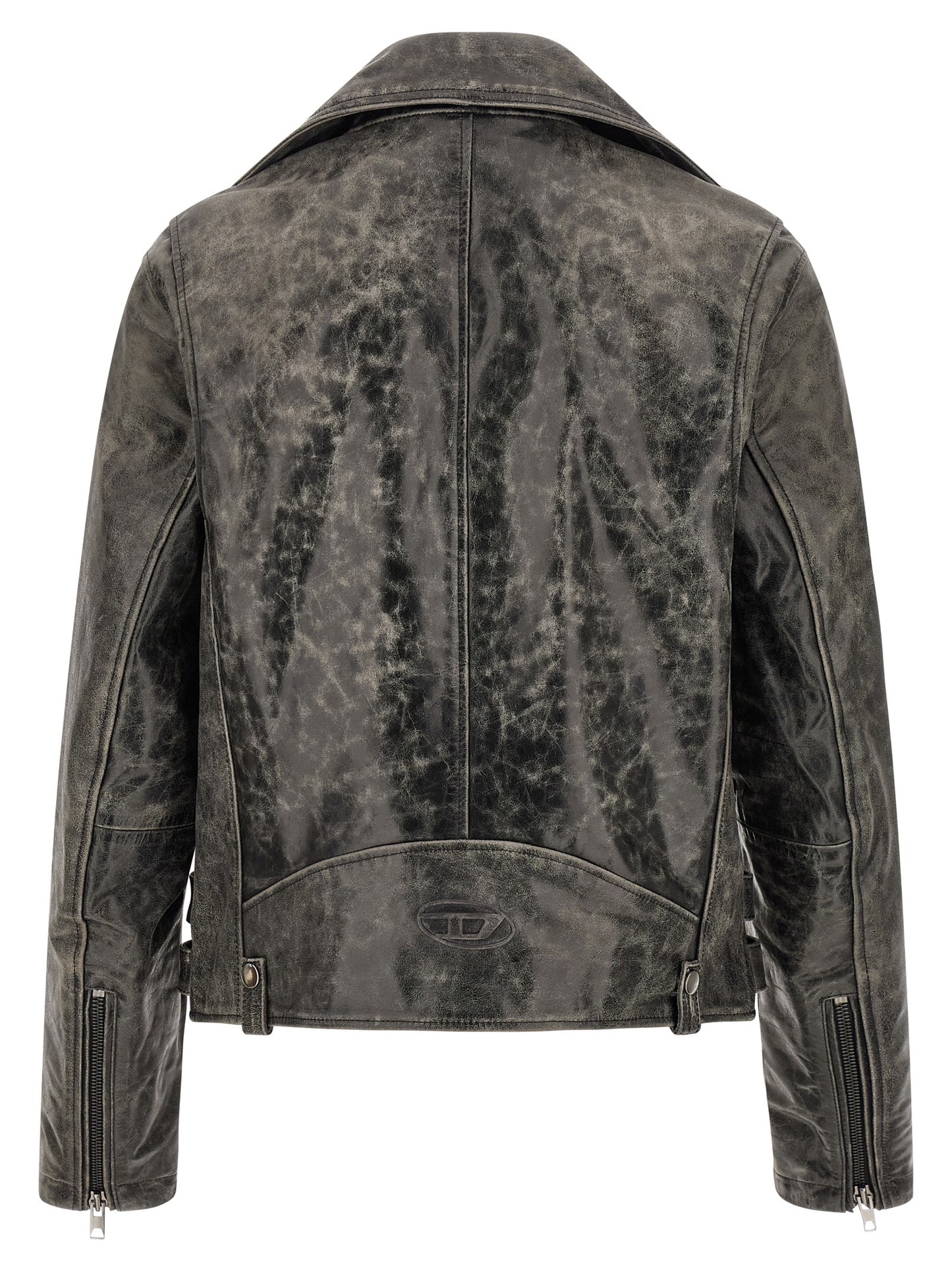 Jacket by Diesel for men in bos taurus cowhide leather gray features a smart silhouette, perfectly accentuated by its unique and functional for a smart finish.