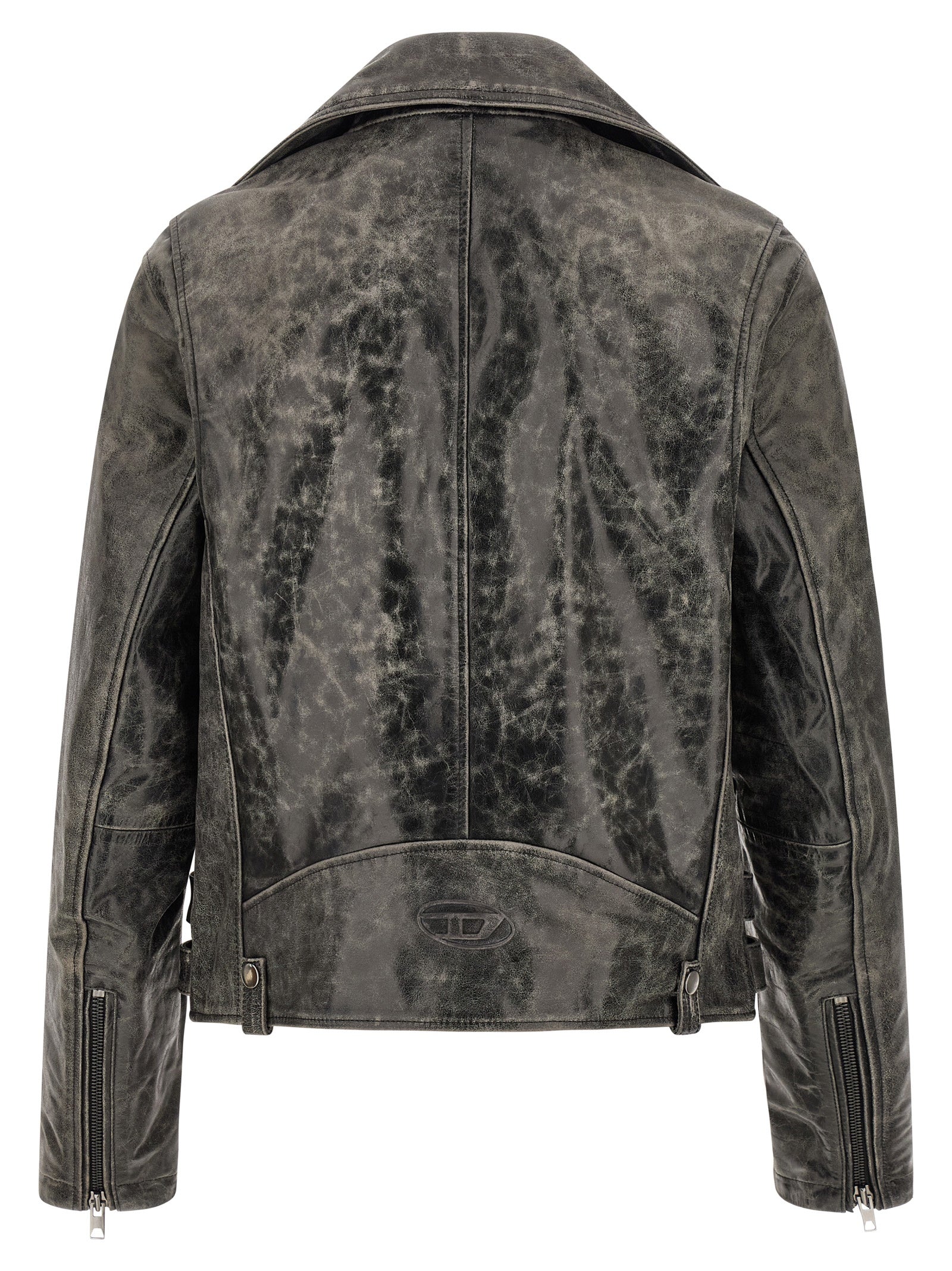 Jacket by Diesel for men in bos taurus cowhide leather gray features a smart silhouette, perfectly accentuated by its unique and functional for a smart finish.