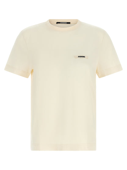 T-Shirt by Jacquemus for women in cotton beige, black & signature features an on trend silhouette, perfectly showcasing a on trend short-sleeve and crew neckline for an elevated aesthetic.