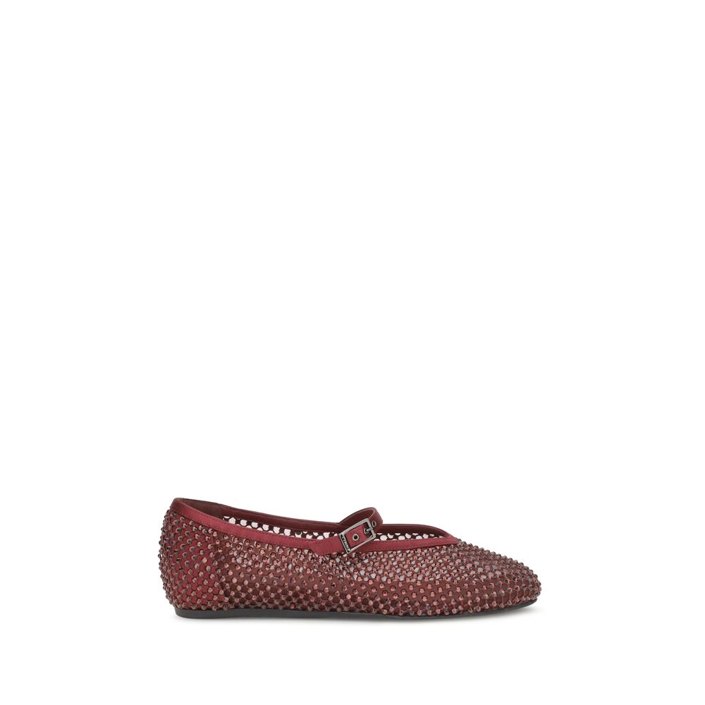 Ballet Flat Shoes by LE SILLA for women in nylon & bos taurus calf leather bordeaux presents a effortless chic silhouette, showcasing the Women's Nylon & Bos Taurus Calf Leather Ballet Flat Shoes design with a effortless chic and for a sophisticated look.