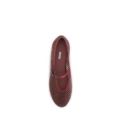 Ballet Flat Shoes by LE SILLA for women in nylon & bos taurus calf leather bordeaux presents a effortless chic silhouette, showcasing the Women's Nylon & Bos Taurus Calf Leather Ballet Flat Shoes design with a effortless chic and for a sophisticated look.
