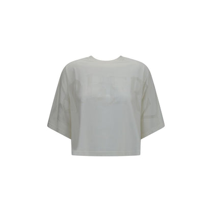 T-Shirt by Burberry for women in cotton white & print showcases a chic silhouette, artfully detailed with a chic crew neckline and for a chic finish.