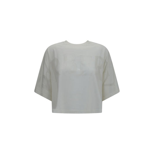 T-Shirt by Burberry for women in cotton white & print showcases a chic silhouette, artfully detailed with a chic crew neckline and for a chic finish.