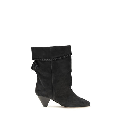 Boots by Isabel Marant for women in bos taurus suede calfskin leather black features an high-performance silhouette, showcasing the sophisticated design of the Women's Bos Taurus Suede Calfskin Leather Boots with a and a refined pointed toe style.