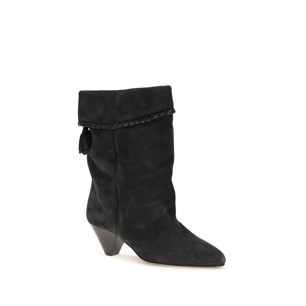 Boots by Isabel Marant for women in bos taurus suede calfskin leather black features an dynamic silhouette, showcasing the dynamic Women's Bos Taurus Suede Calfskin Leather Boots design with its distinctive and elegant pointed toe style.