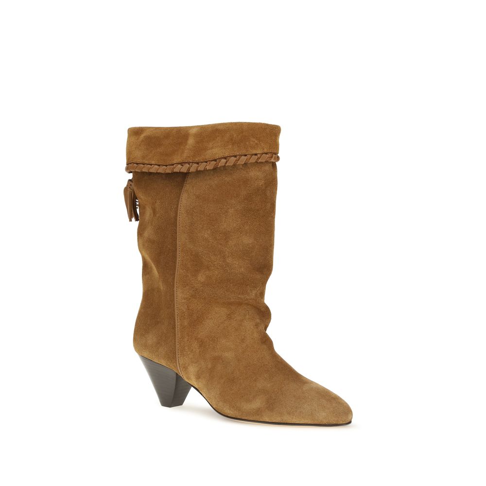 Flat Boots by Isabel Marant for women in bos taurus suede calfskin leather brown features an dynamic silhouette, showcasing the dynamic Women's Bos Taurus Suede Calfskin Leather Flat Boots design with its distinctive flat and elegant pointed toe style.