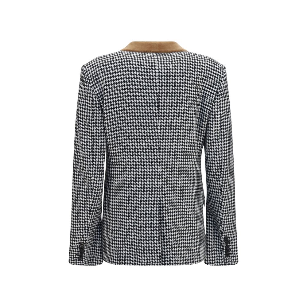 Overcoat by Tom Ford for women in cashmere & capra leather multicolor, patterned & houndstooth features an satoral silhouette, showcasing a sophisticated and satoral for a premium, timeless look.