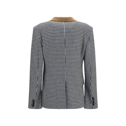 Overcoat by Tom Ford for women in cashmere & capra leather multicolor, patterned & houndstooth features an satoral silhouette, showcasing a sophisticated and satoral for a premium, timeless look.