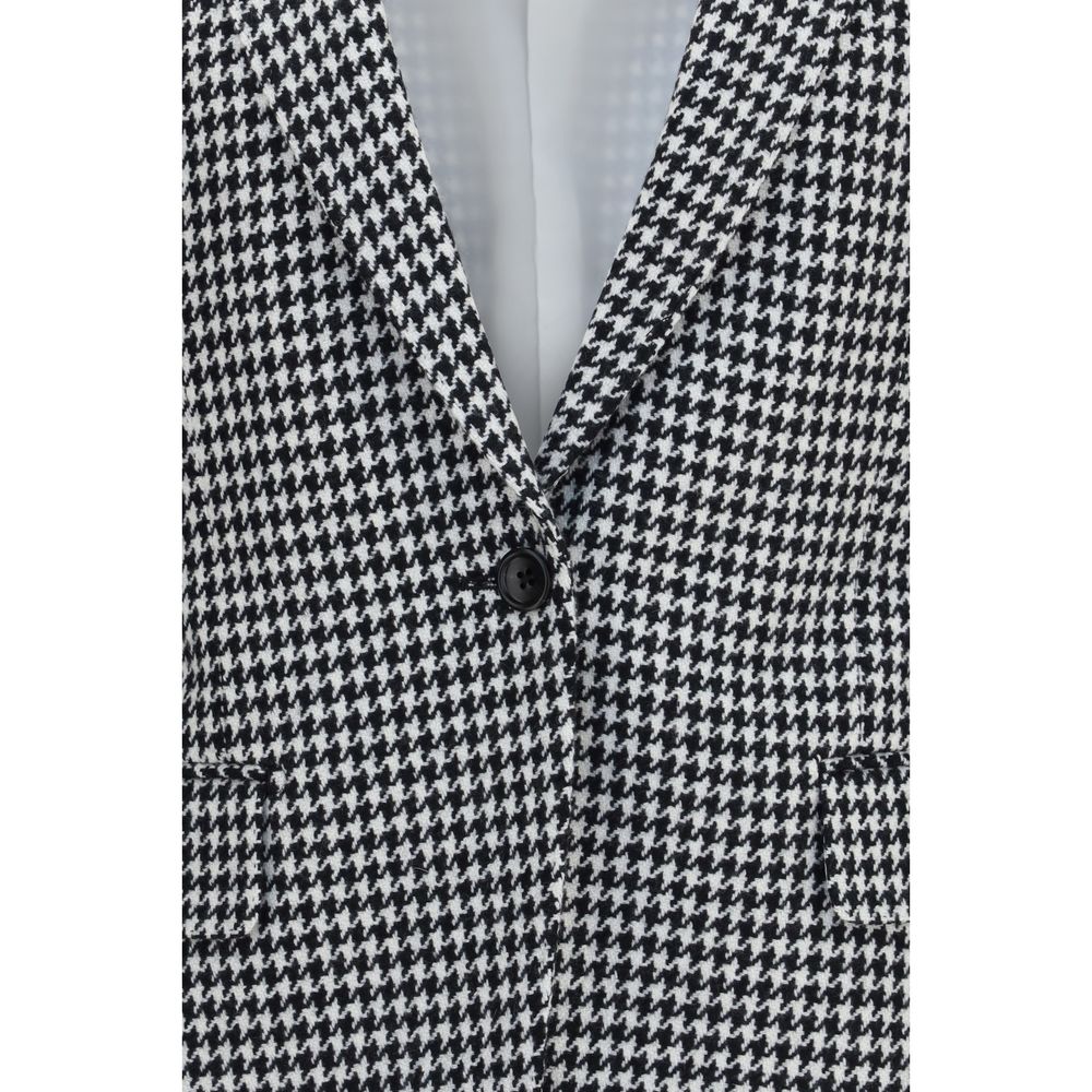Overcoat by Tom Ford for women in cashmere & capra leather multicolor, patterned & houndstooth showcases a architectural silhouette, artfully detailed with a distinctive and functional for a architectural finish.