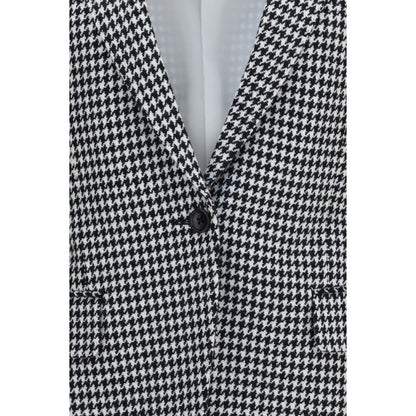 Overcoat by Tom Ford for women in cashmere & capra leather multicolor, patterned & houndstooth showcases a architectural silhouette, artfully detailed with a distinctive and functional for a architectural finish.