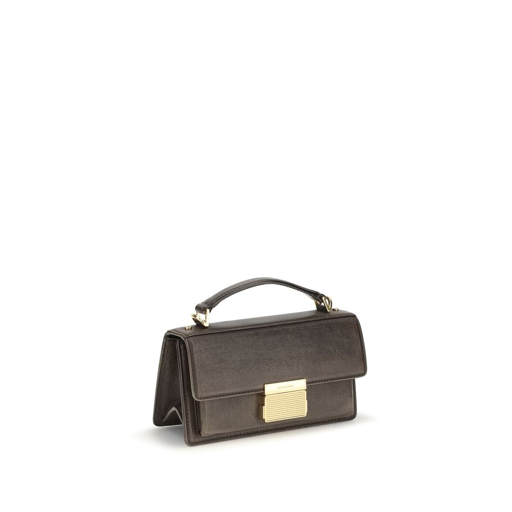 This Flap Handbag by Golden Goose for women in bos taurus calf leather and brown & gold presents a sculptural silhouette featuring a secure flap, ample , and versatile shoulder-strap & handle for a sculptural finish.