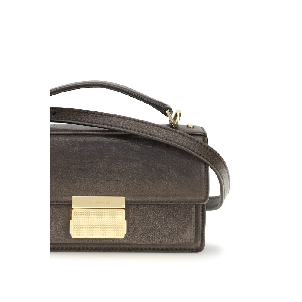 Flap Handbag by Golden Goose for women in bos taurus calf leather brown & gold features a refined silhouette, showcasing a secure flap, organized , and versatile shoulder-strap & handle for a refined finish.