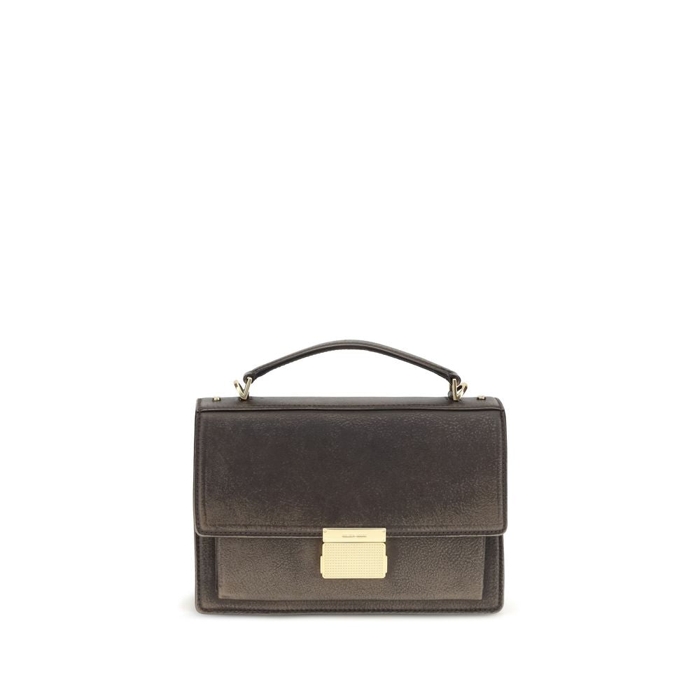 Flap Handbag by Golden Goose for women in bos taurus calf leather brown & gold features a exquisite silhouette, showcasing a secure flap and exquisite external-pockets with versatile shoulder-strap & handle for a exquisite finish.