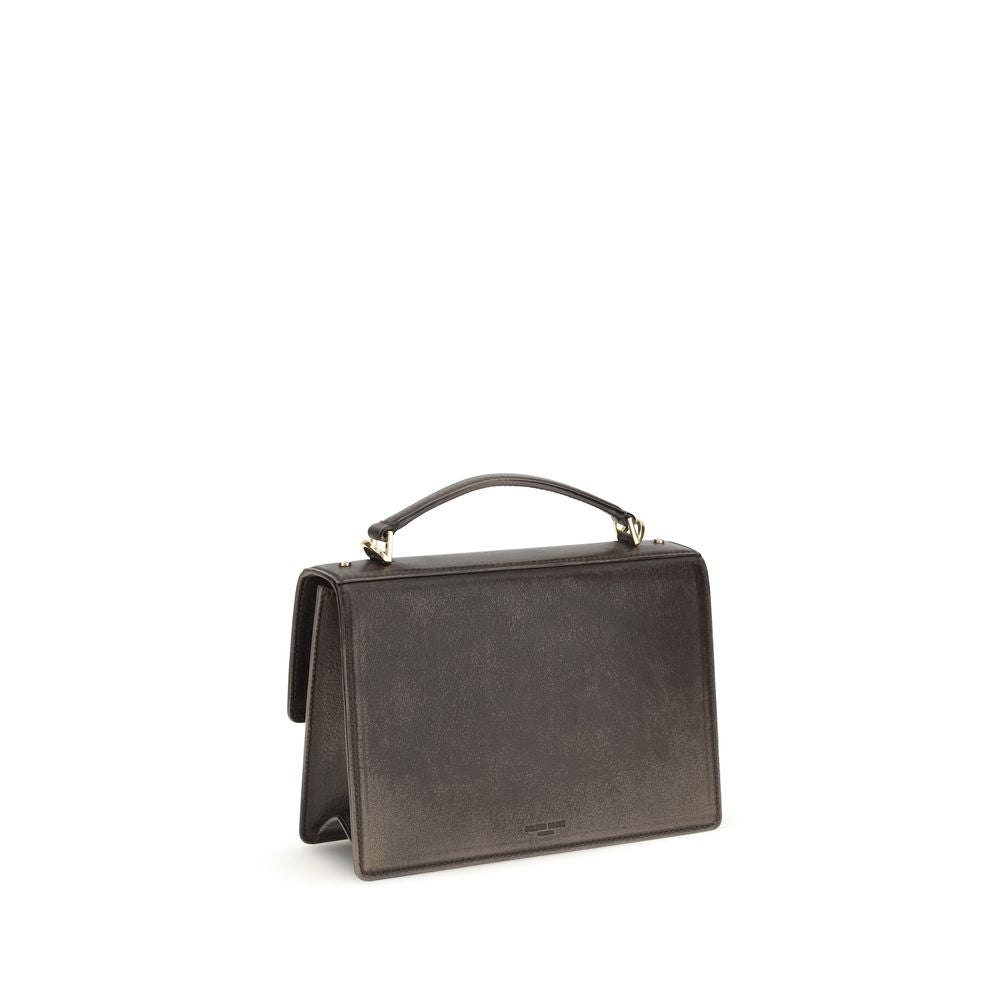 Flap Handbag by Golden Goose for women in bos taurus calf leather brown & gold presents a ornamental silhouette, showcasing a secure flap, ample external-pockets, and versatile shoulder-strap & handle for a ornamental finish.
