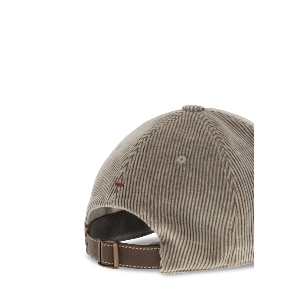 Baseball Cap by Brunello Cucinelli for men in capra leather & cotton beige & monogram presents a tailored silhouette, perfectly capturing the essence of Capra Leather & Cotton Baseball Cap with its tailored finish and superior craftsmanship.