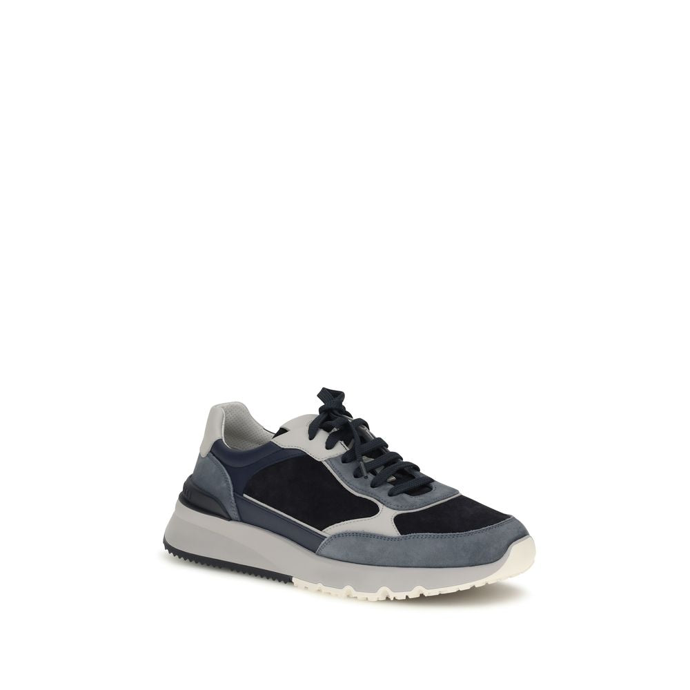 Athletic Sneakers by Brunello Cucinelli for men in tu & bos taurus calf leather blue presents a sleek silhouette, perfectly capturing the athletic style essence of Men's Athletic TU & Bos Taurus Calf Leather Sneakers with its sleek design and premium finish.