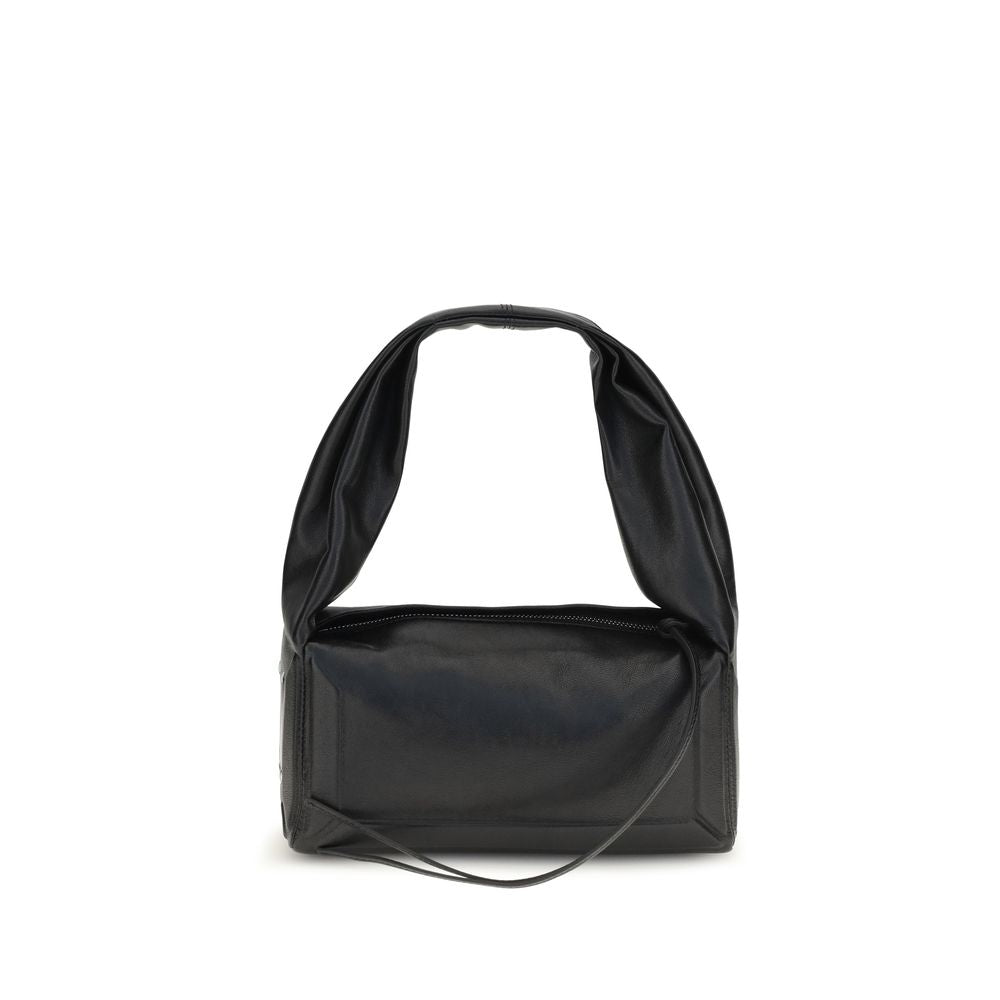 Small East West Shoulder Bag by Maison Margiela for women in leather black, white & signature presents a versatile silhouette, showcasing a secure zipper and versatile with versatile shoulder-strap for a sophisticated look.