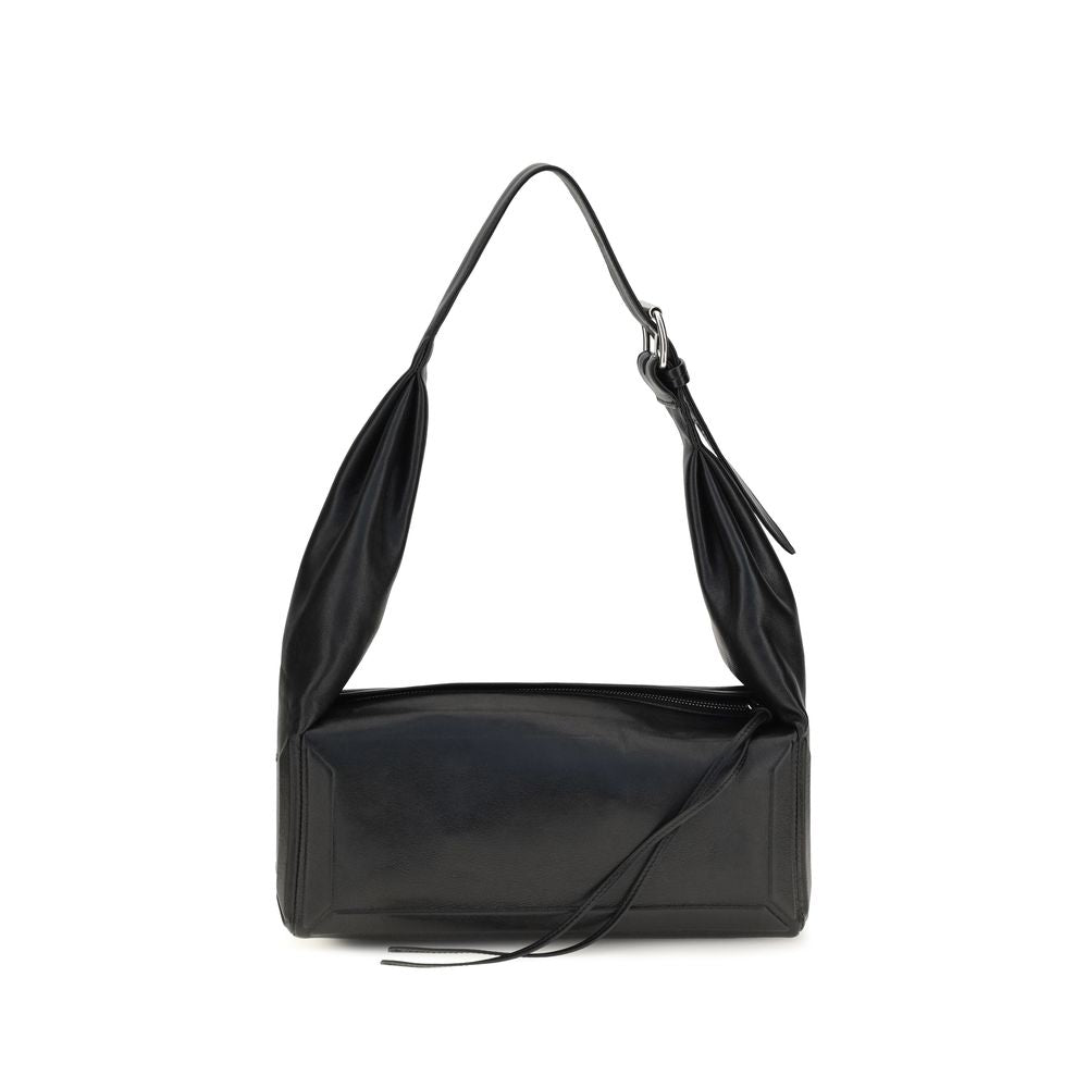 Medium East West Shoulder Bowling Bag by Maison Margiela for women in leather black, white & signature showcases a enviable silhouette, artfully detailed with a secure zipper, organized , and versatile shoulder-strap for a enviable look.
