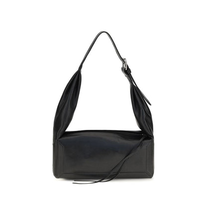 Medium East West Shoulder Bowling Bag by Maison Margiela for women in leather black, white & signature showcases a enviable silhouette, artfully detailed with a secure zipper, organized , and versatile shoulder-strap for a enviable look.