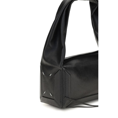 Small East West Shoulder Bag by Maison Margiela for women in leather black, white & signature features a effortless sophistication silhouette, secured by a zipper with ample and versatile shoulder-strap for a effortless sophistication finish.