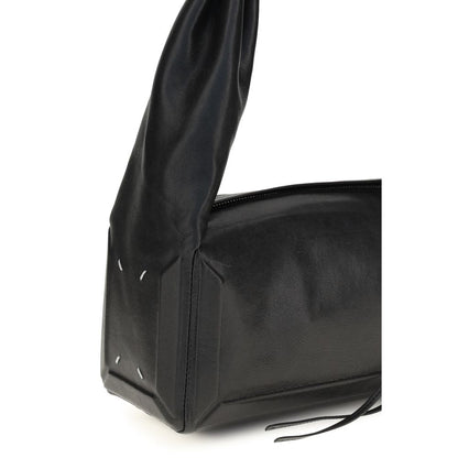 Medium East West Shoulder Bowling Bag by Maison Margiela for women in leather black, white & signature features a effortless chic silhouette with a secure zipper, ample , and versatile shoulder-strap for a effortless chic finish.