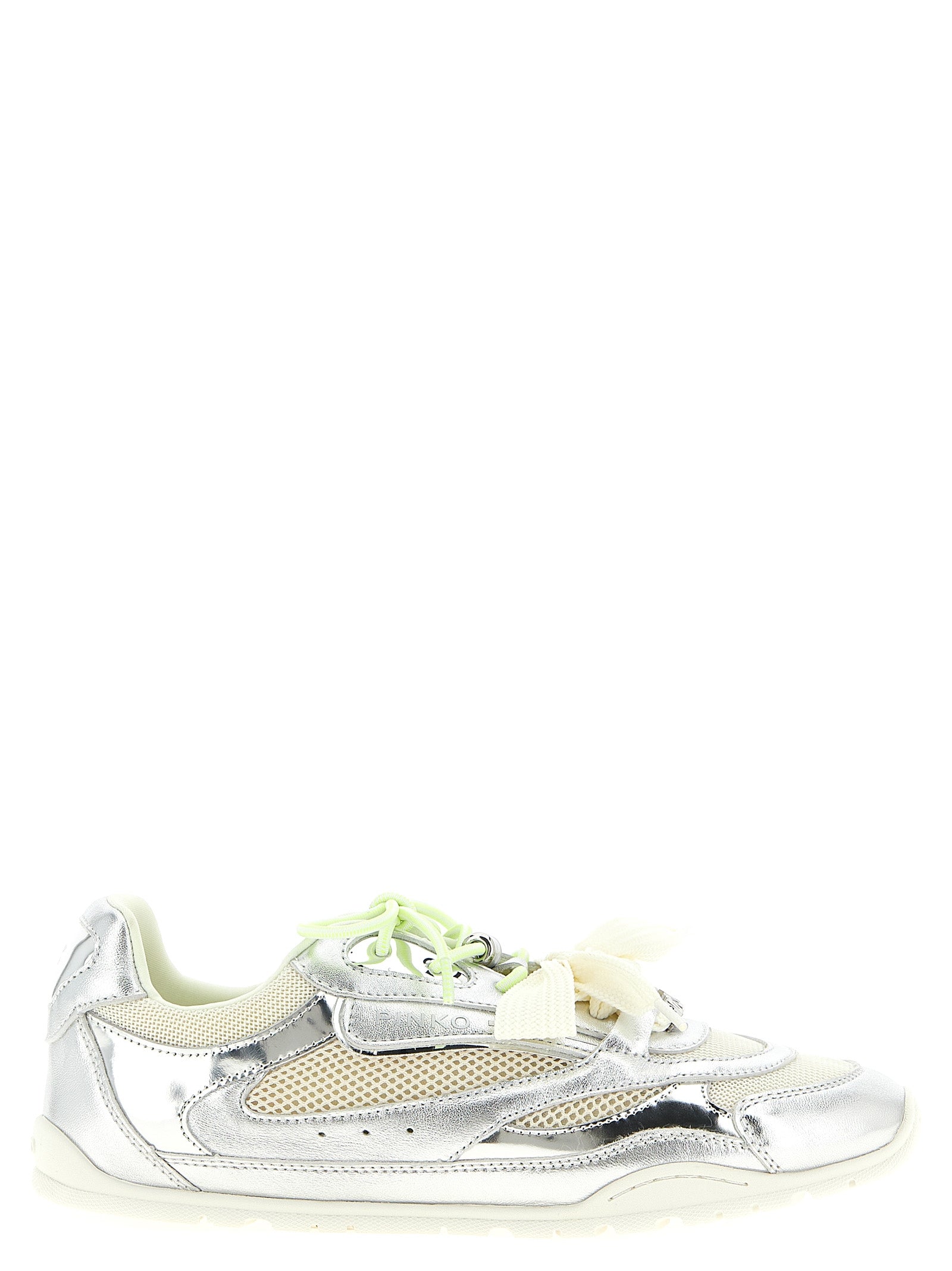 Athletic Sneakers PINKO women polyester polyurethane leather & mesh silver featuring a avant-garde Women's Athletic Polyester Polyurethane Leather & Mesh Sneakers design with a avant-garde athletic style for a refined finish.