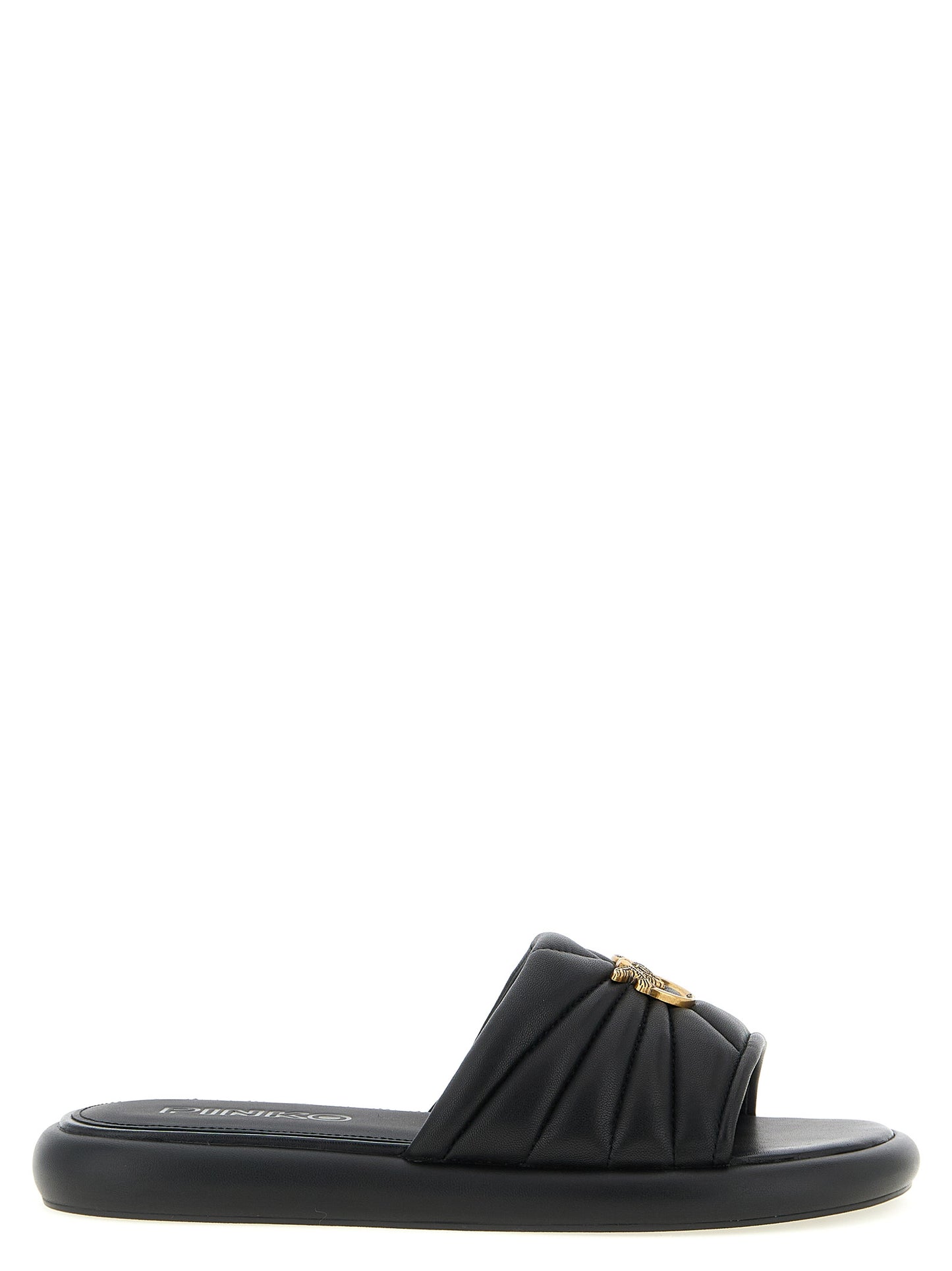PINKO Black Lambskin Slides