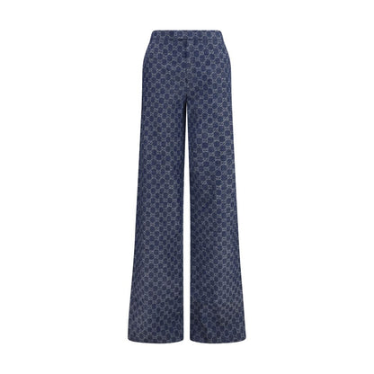 Casual Pants by Gucci for women in denim cotton blue & jacquard features an refined tailoring silhouette, showcasing a premium regular-fit with a and long cut for a refined tailoring look.