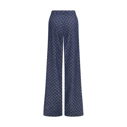 Casual Pants by Gucci for women in denim cotton blue & jacquard features a refined silhouette with a refined regular-fit, defined by a and a refined long for a refined finish.