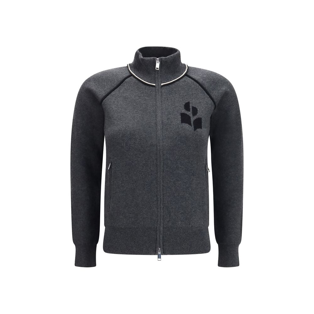 Cardigan by Isabel Marant Étoile for women in merino wool polyamide viscose & cotton gray & toile features a dramatic silhouette, showcasing a sophisticated high-collar neckline and dramatic long-sleeve detail for a timeless, premium look.