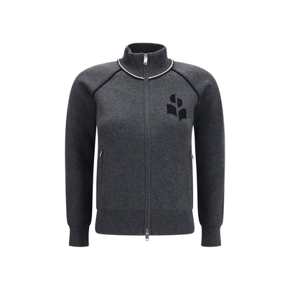 Cardigan by Isabel Marant Étoile for women in merino wool polyamide viscose & cotton gray & toile features a dramatic silhouette, showcasing a sophisticated high-collar neckline and dramatic long-sleeve detail for a timeless, premium look.