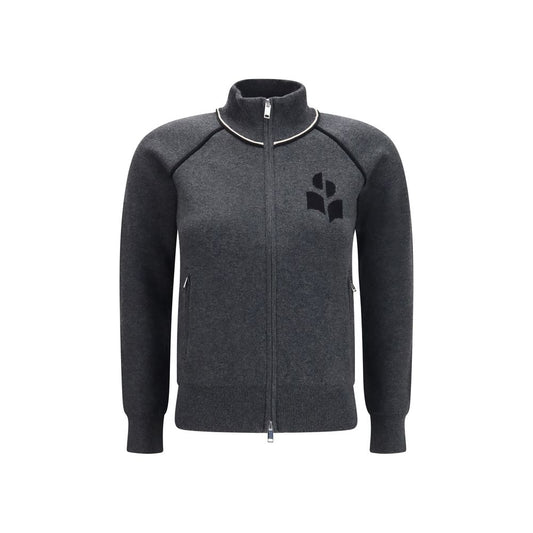Cardigan by Isabel Marant Étoile for women in merino wool polyamide viscose & cotton gray & toile features a dramatic silhouette, showcasing a sophisticated high-collar neckline and dramatic long-sleeve detail for a timeless, premium look.