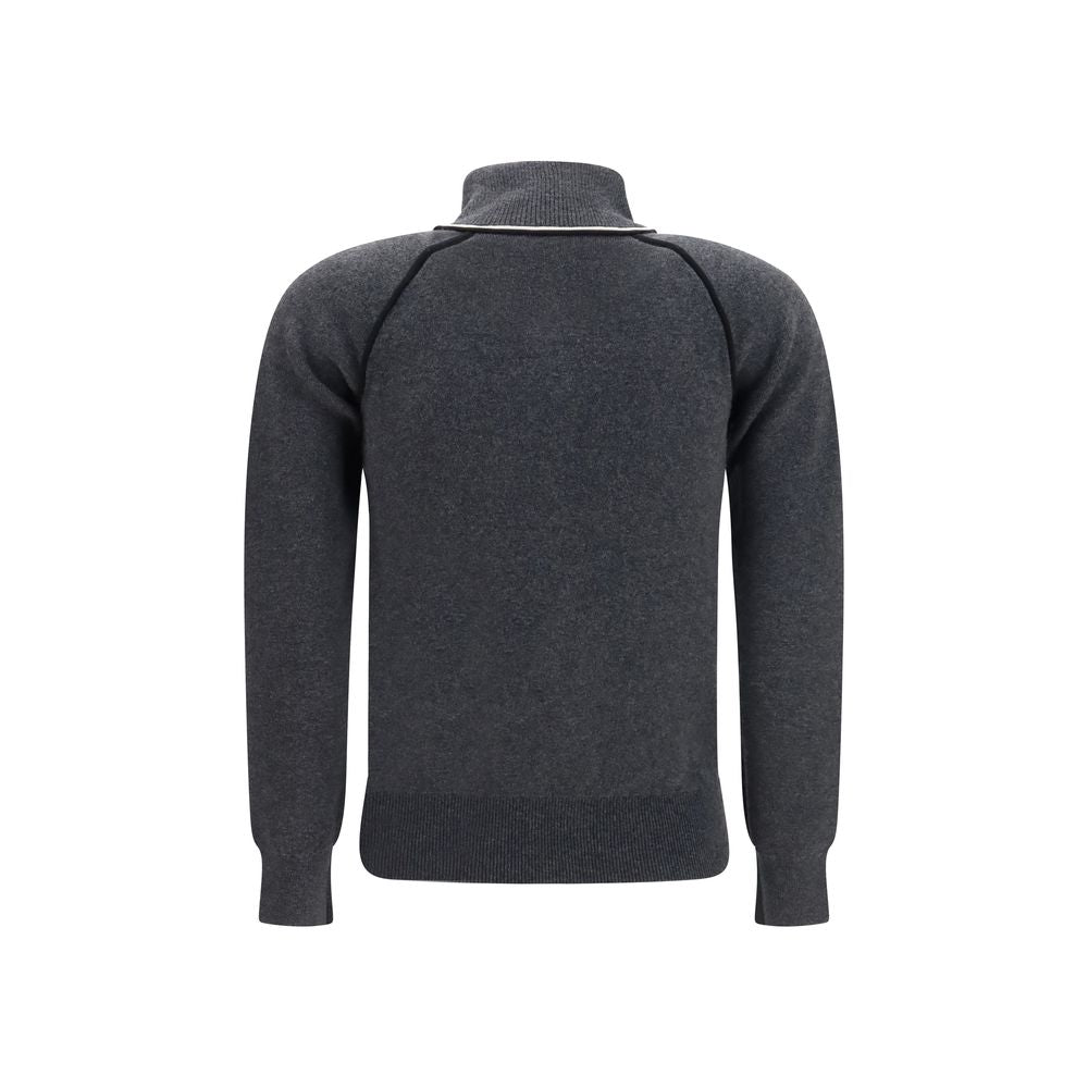 Cardigan by Isabel Marant Étoile for women in merino wool polyamide viscose & cotton gray & toile showcases a luxurious silhouette, meticulously detailed with a sophisticated high-collar neckline and for a refined finish.
