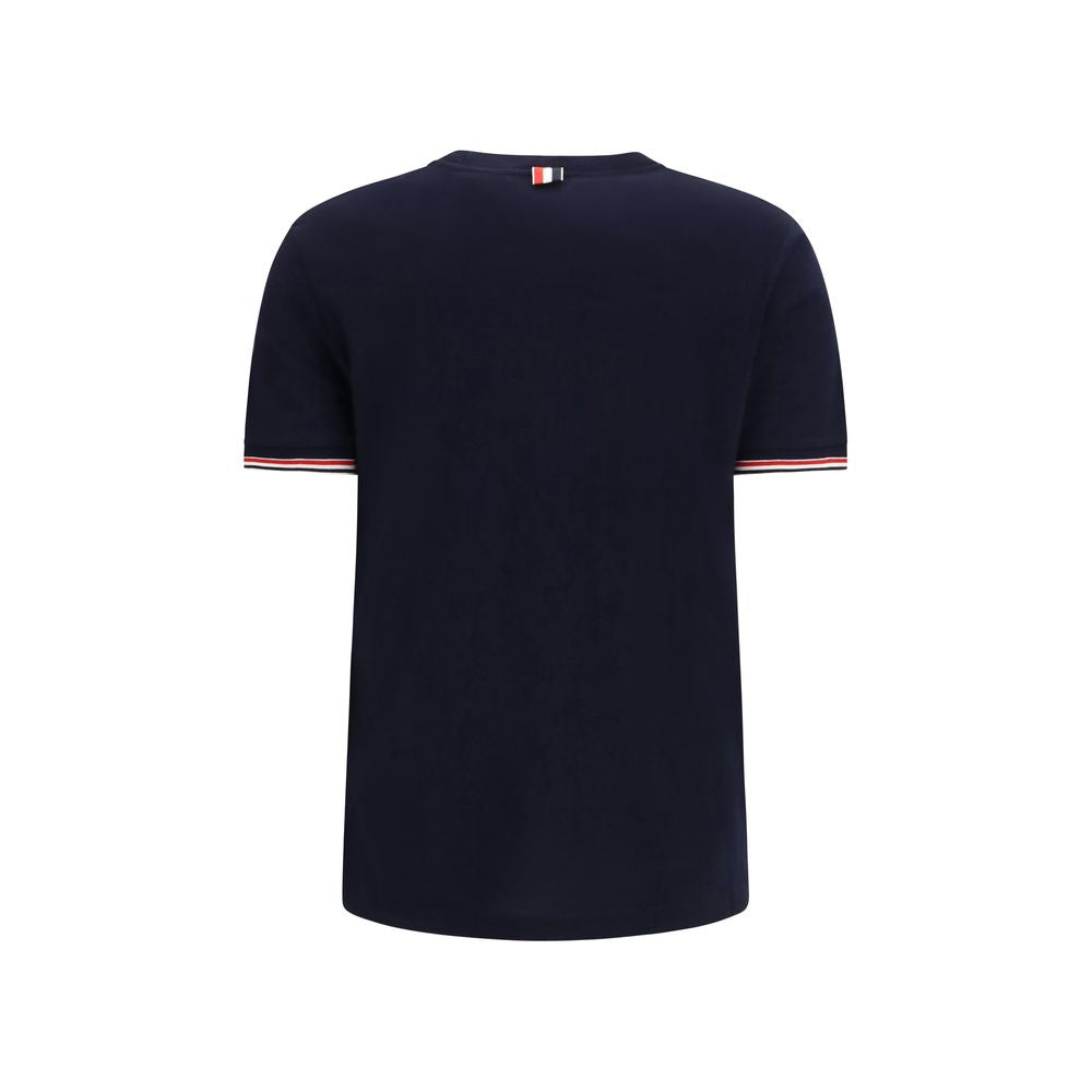 T-Shirt by Thom Browne for women in merino wool blue showcases a chic silhouette, artfully detailed with a chic crew neckline and for a chic finish.