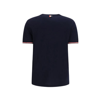 T-Shirt by Thom Browne for women in merino wool blue showcases a chic silhouette, artfully detailed with a chic crew neckline and for a chic finish.